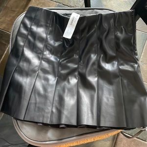 Faux pleated leather skirt